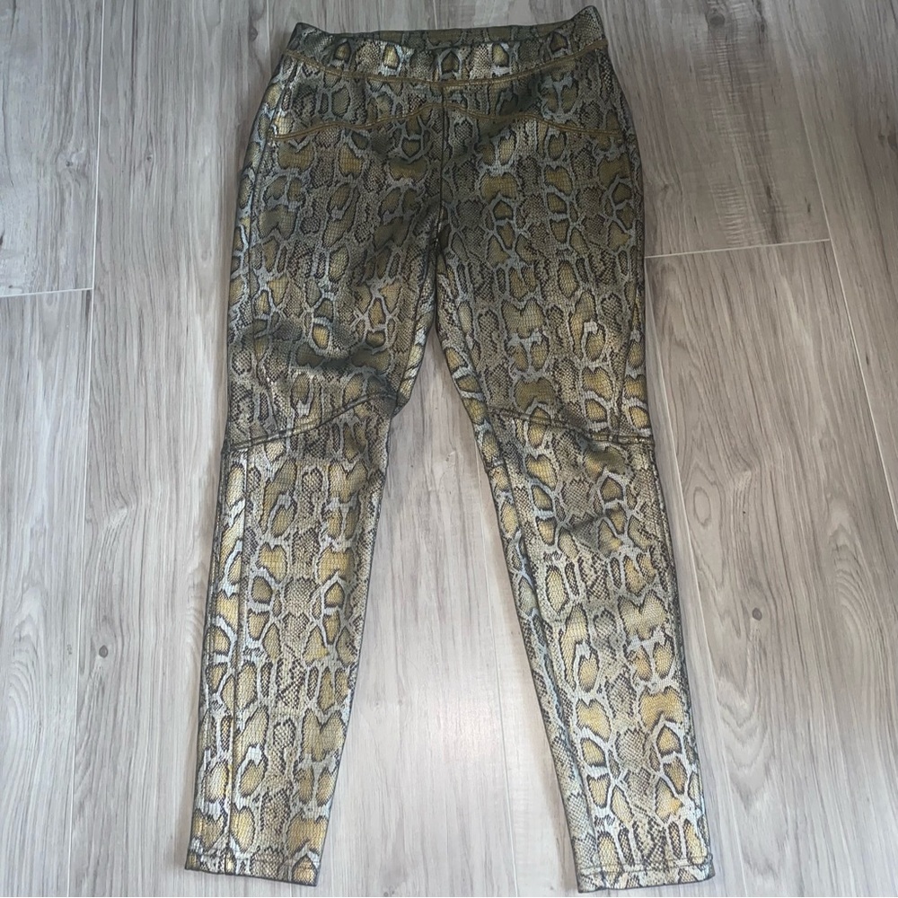 Free People Gold Snake Faux Leather Pants